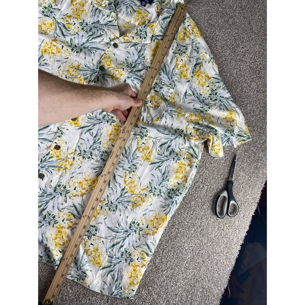 George All Over Pineapple Print Shirt Mens 3XL Pocket Rayon Beach Preppy Money - Picture 8 of 9